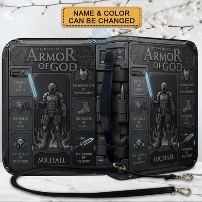 Personalized Armor of God Bible Cover for Men | Custom Leather Bible Case by CHRISTIANARTBAG CAB01062726