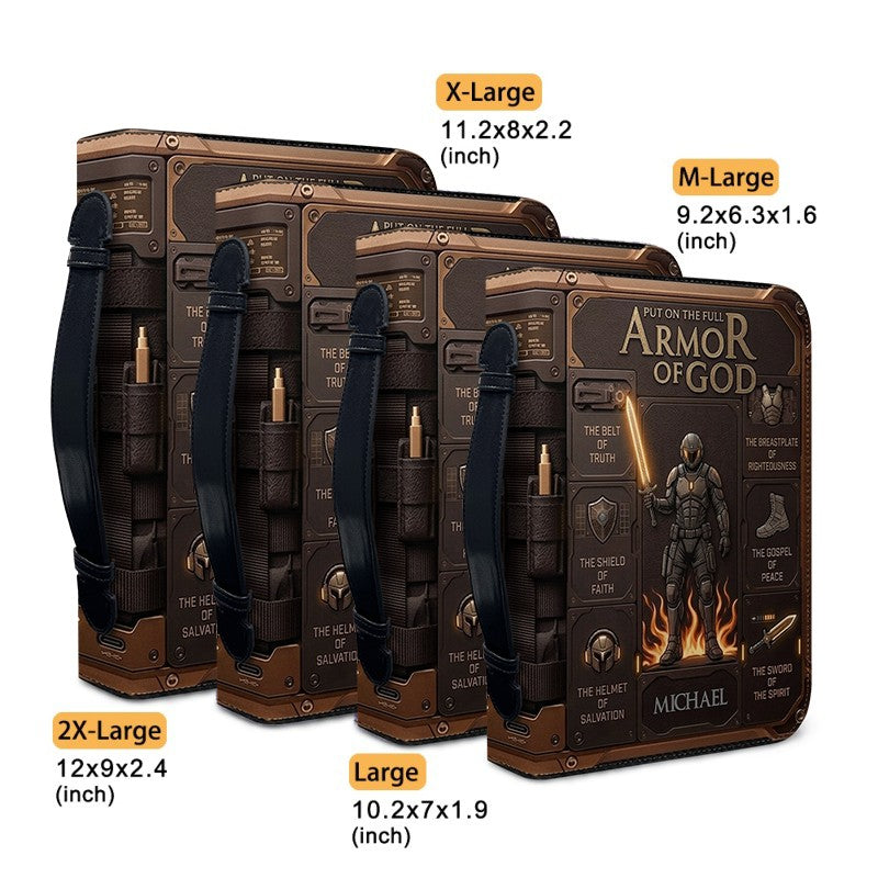 Personalized Armor of God Bible Cover for Men | Custom Leather Bible Case by CHRISTIANARTBAG CAB01062726