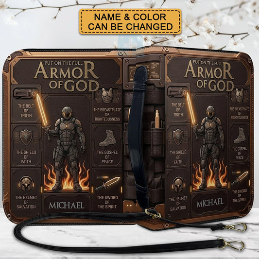 Personalized Armor of God Bible Cover for Men | Custom Leather Bible Case by CHRISTIANARTBAG CAB01062726