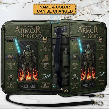 Personalized Armor of God Bible Cover for Men | Custom Leather Bible Case by CHRISTIANARTBAG CAB01062726