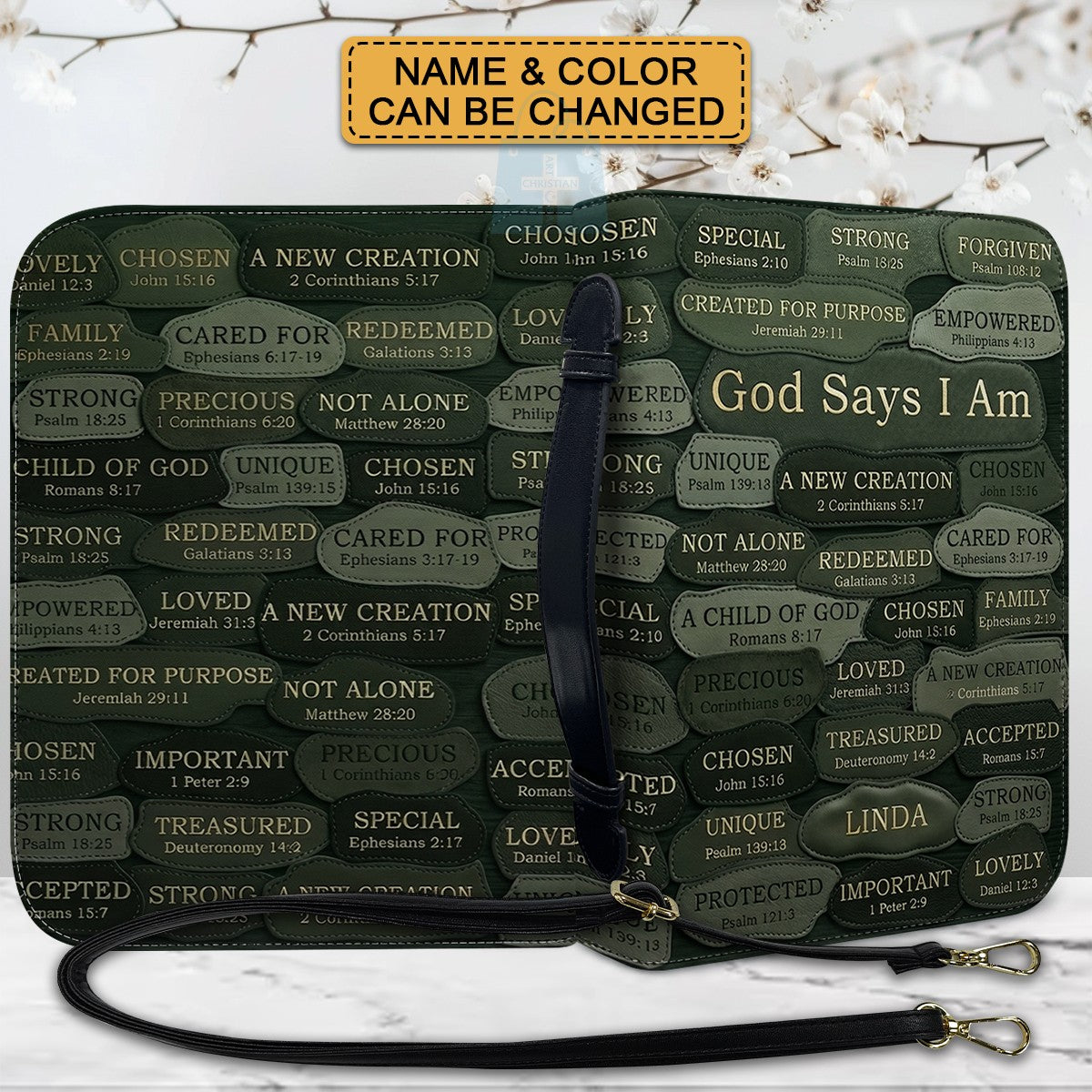 Personalized Bible Cover - God Says I Am Custom Leather Case | CHRISTIANARTBAG 01080426