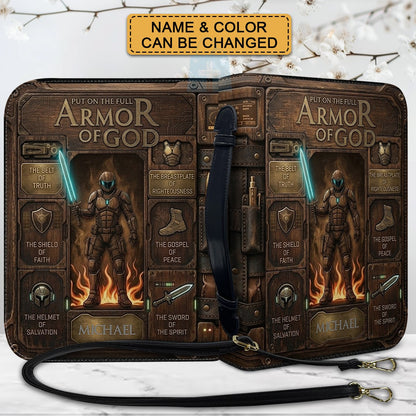 Personalized Armor of God Bible Cover for Men | Custom Leather Bible Case by CHRISTIANARTBAG CAB01062726