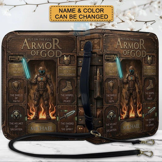 Personalized Armor of God Bible Cover for Men | Custom Leather Bible Case by CHRISTIANARTBAG CAB03072426