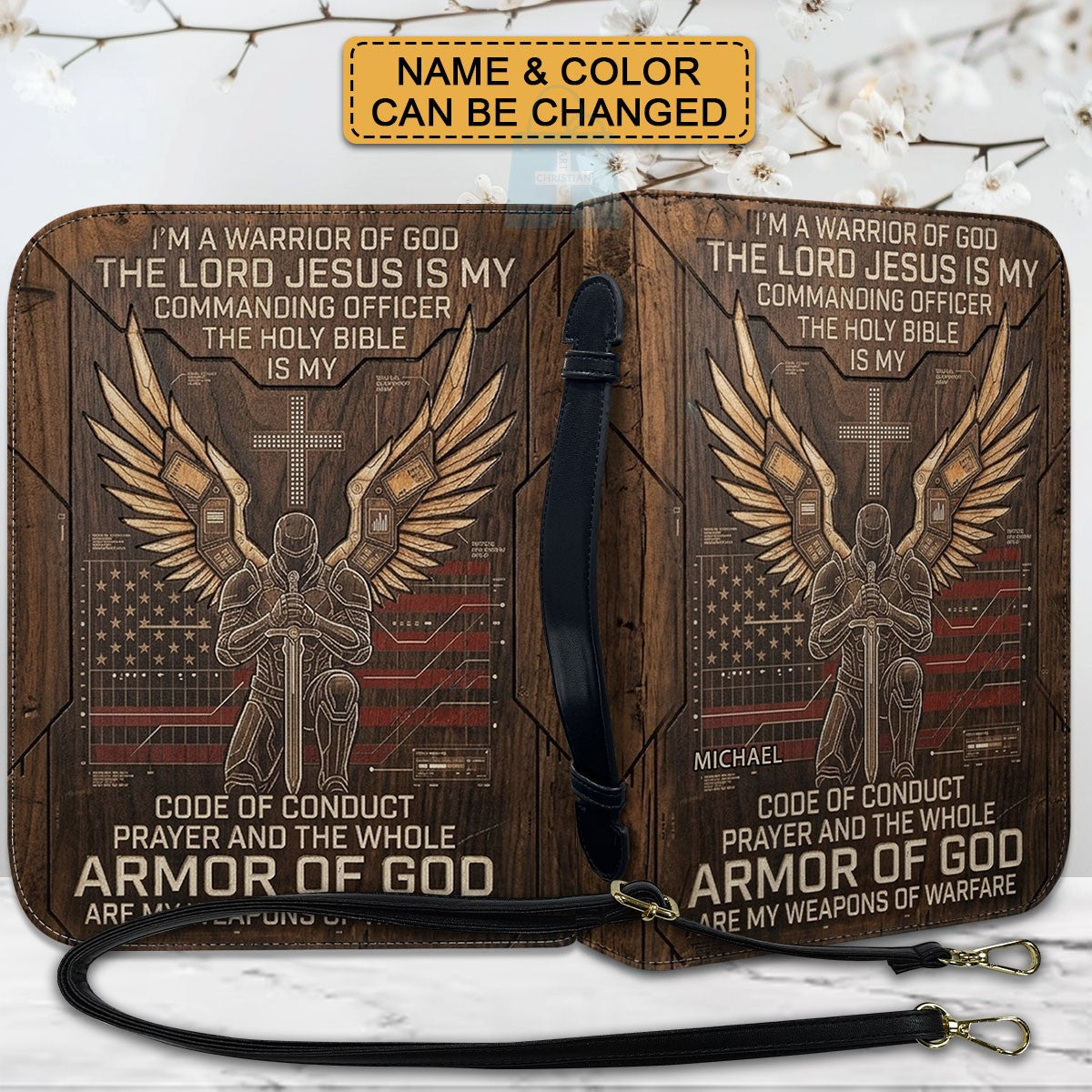 CHRISTIANARTBAG Personalized Bible Cover | Armor of God Tech Warrior Custom Bible Case CAB0162526