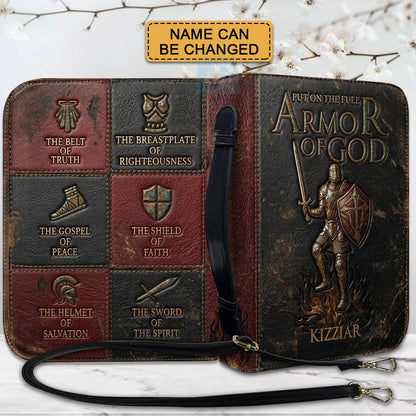 Personalized Armor of God Bible Cover for Men Tech-Integrated | Custom Leather Bible Case by CHRISTIANARTBAG CAB01052826