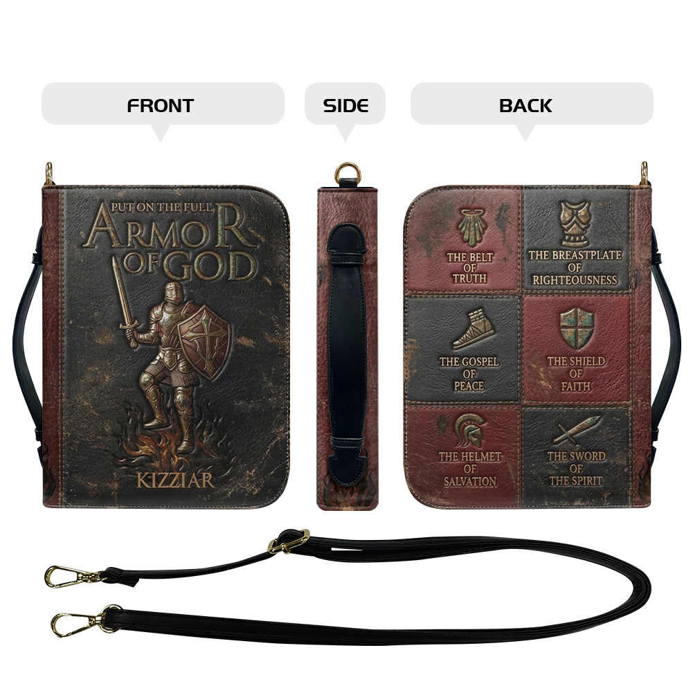 Personalized Armor of God Bible Cover for Men Tech-Integrated | Custom Leather Bible Case by CHRISTIANARTBAG CAB01052826