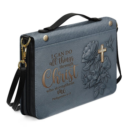 Personalized Bible Cover Case with Handle & Strap, Custom Name Leather Bible Bag | CHRISTIANARTBAG 01080326