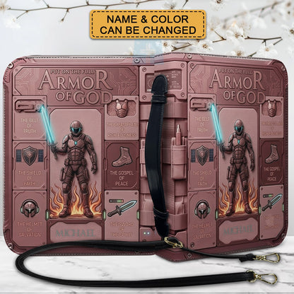 Personalized Armor of God Bible Cover for Men | Custom Leather Bible Case by CHRISTIANARTBAG CAB01062726