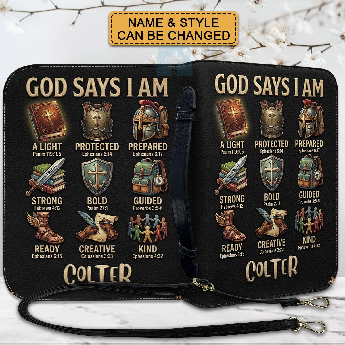 Personalized God Says I Am Kids Bible Cover | Custom Name Boy Bible Case, Premium Vegan Leather, Construction Truck Christian Gift CAB0171726