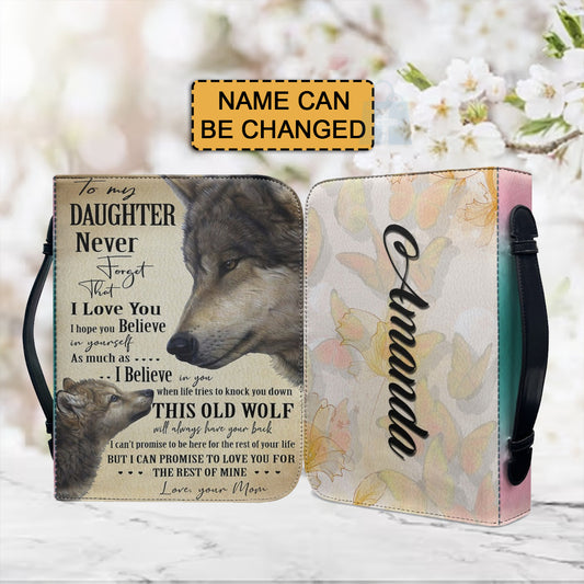 Christianartbag Bible Cover, To My Daughter From Mom Bible Cover, Personalized Bible Cover, Wolf Bible Cover, Christian Gifts, CAB23071223. - Christian Art Bag