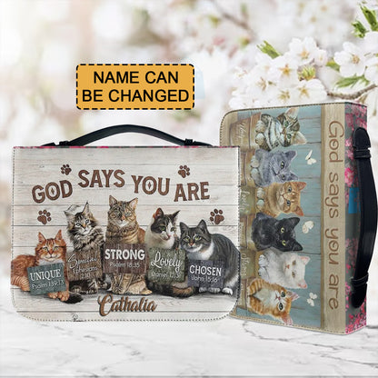 Christianartbag Bible Cover, God Says You Are Bible Cover, Personalized Bible Cover, Cat Bible Cover, Christian Gifts, CAB02251023. - Christian Art Bag