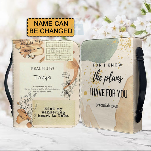 Christianartbag Bible Cover, For I Know The Plans I Have For You Bible Cover, Personalized Bible Cover, Flower Bible Cover, Christian Gifts, CAB09101123. - Christian Art Bag