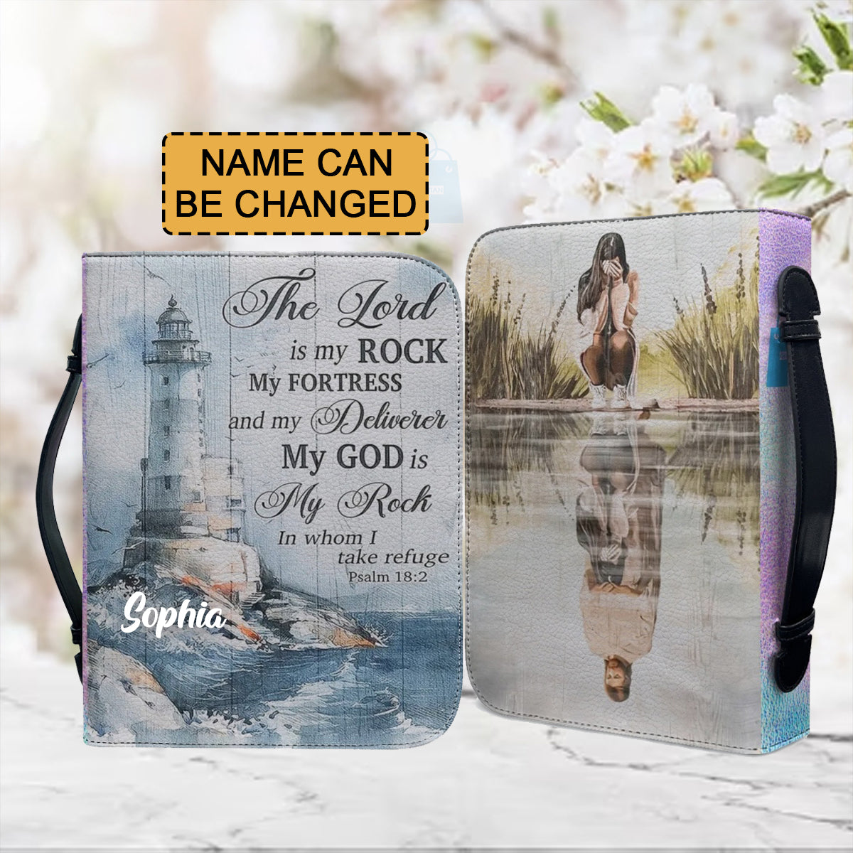 Christianartbag Bible Cover, The Lord Is My Rock Bible Cover, Personalized Bible Cover, Christ Lighthouse Bible Cover, Christian Gifts, CAB02021123. - Christian Art Bag