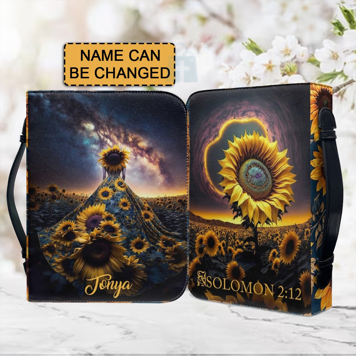 Christianartbag Bible Cover, Sunflower Solomon 2:12 Bible Cover, Personalized Bible Cover, Sunflower Cross Bible Cover, Christian Gifts, CAB02171123. - Christian Art Bag