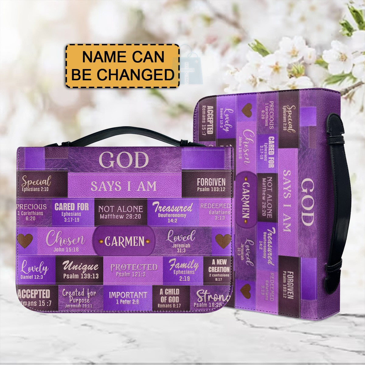 Christianartbag Handbags, God Says I Am Leather Handbag Purple, Personalized Bags, Gifts for Women, Christmas Gift, CABLTB02240923. - Christian Art Bag