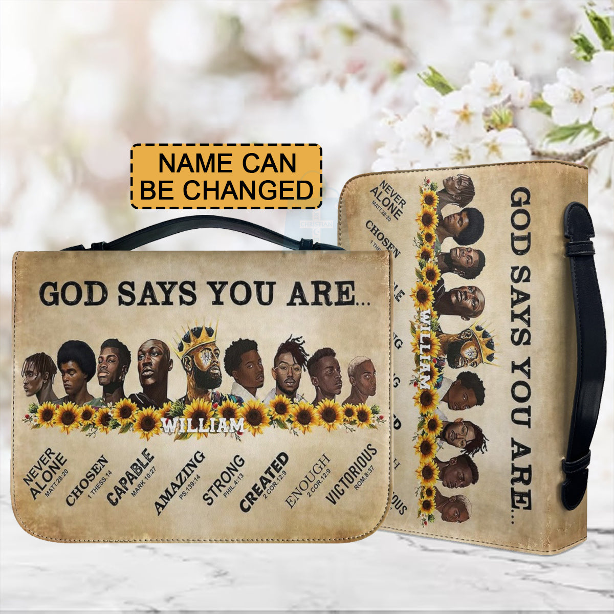 Personalized Bible Cover - God Says You Are - Black Men - Customizable Christian Gift by CHRISTIANARTBAG - CAB01160524.