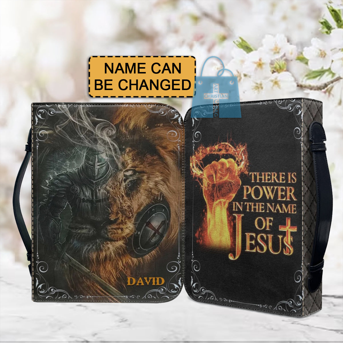 Christianartbag Bible Cover, There Is Power In The Name Of Jesus Bible Cover, Personalized Bible Cover, Lion Bible Cover, Christian Gifts, CAB181223. - Christian Art Bag