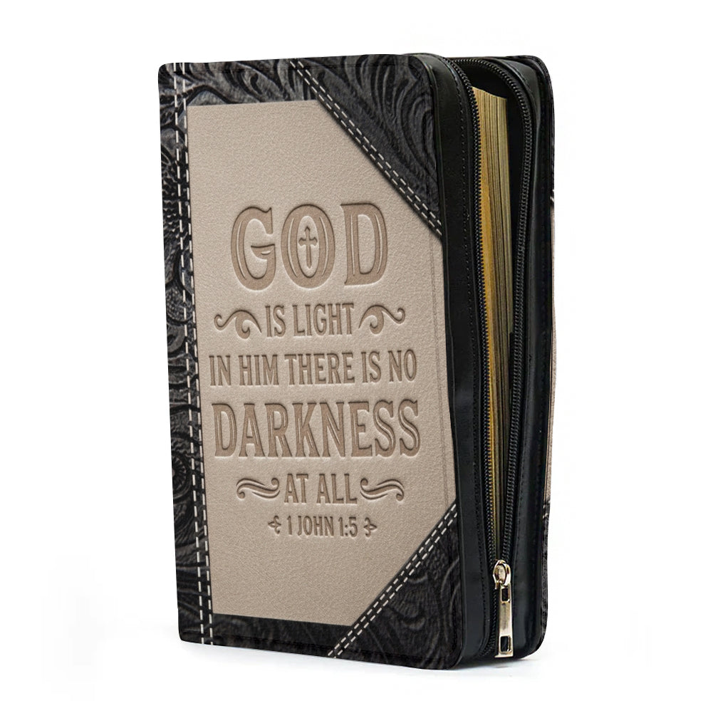 Personalized Bible Cover with Handle & Zipper - "God Is Light" 1 John 1:5 Custom Leather Bible Case | CHRISTIANARTBAG