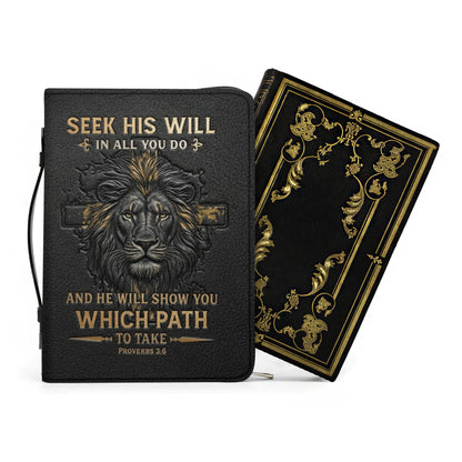 CHRISTIANARTBAG Personalized Bible Cover for Men - Lion of Judah Proverbs 3:6 Leather Bible Case