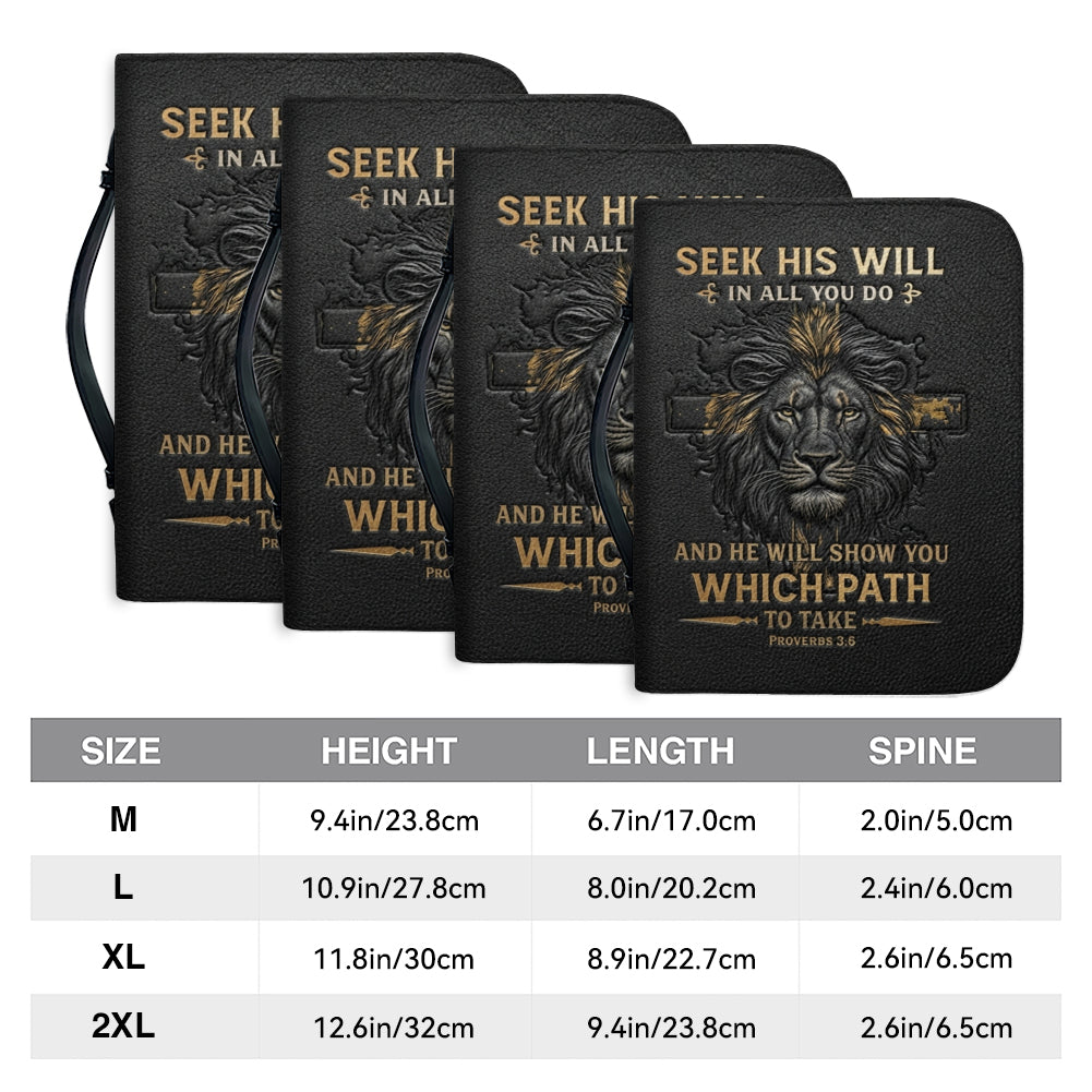 Christianart Bible Cover - He Will Show You Which Path To Take Proverbs 3 6 Lion - Personalized Gifts for Pastor - Gifts For Women - Gifts For Men - CABBBCV12060324.