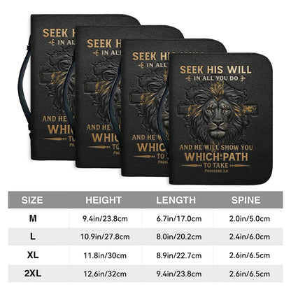 Christianart Bible Cover - He Will Show You Which Path To Take Proverbs 3 6 Lion - Personalized Gifts for Pastor - Gifts For Women - Gifts For Men - CABBBCV12060324.