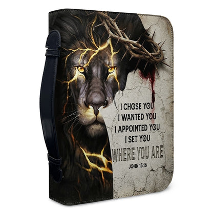 Personalized Bible Cover for Men, Lion of Judah Crown of Thorns Custom Name Bible Carrying Bag - CHRISTIANARTBAG