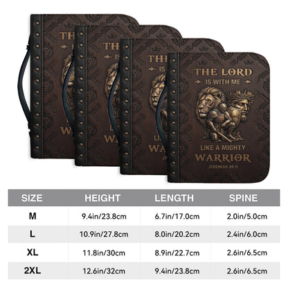 Personalized Bible Cover for Men - "The Lord Is With Me Like A Mighty Warrior" Jeremiah 20:11 | Custom Name Christian Bible Case by CHRISTIANARTBAG