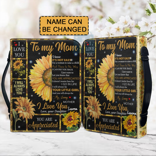 Christianartbag Bible Cover, To My Mom I Love You Sunflower Bible Cover, Personalized Bible Cover, Mom Bible Cover, Mother Days Gifts, CAB02201223. - Christian Art Bag