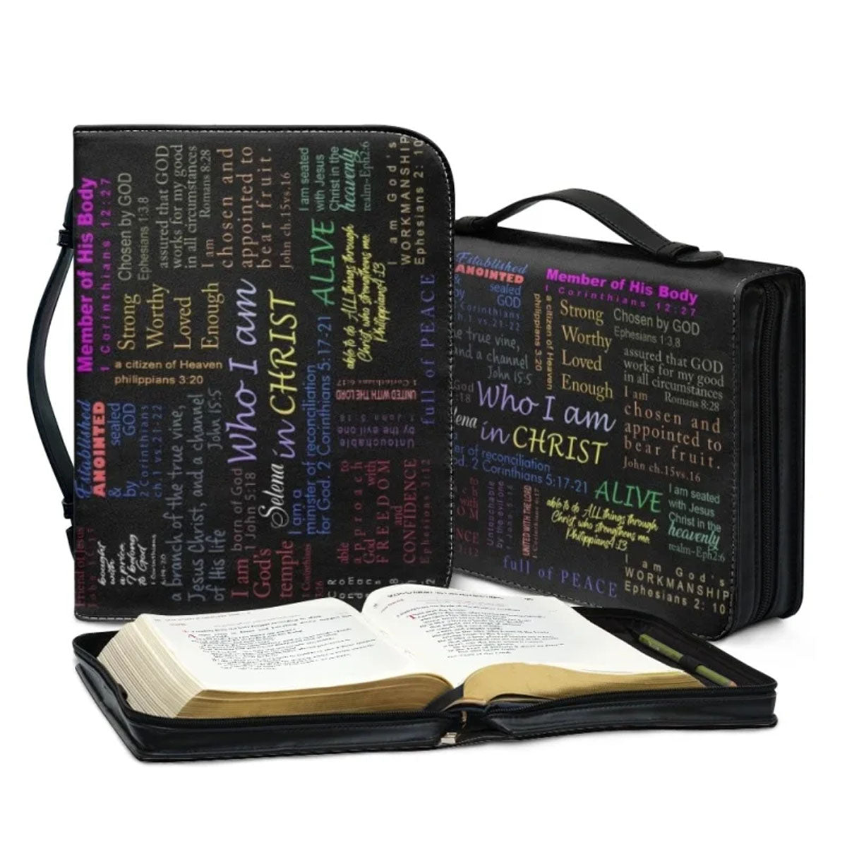 Christianartbag Bible Cover, Who I Am In Christ Bible Cover, Personalized Bible Cover, Mom Bible Cover, Mother Days Gifts, CAB221223. - Christian Art Bag