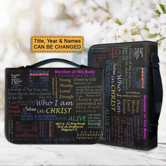 Christianartbag Bible Cover, Who I Am In Christ Bible Cover, Personalized Bible Cover, Mom Bible Cover, Mother Days Gifts, CAB221223. - Christian Art Bag
