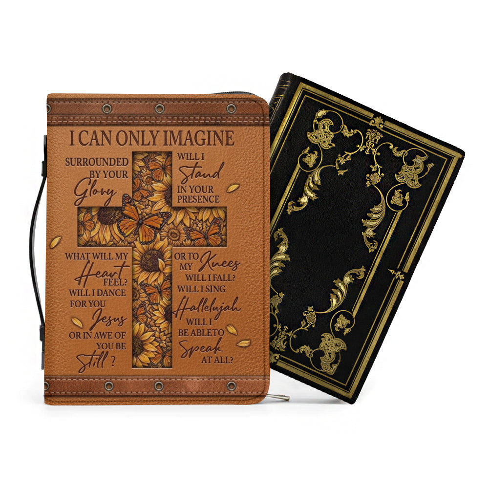 Christianart Bible Cover - I Can Only Imagine Cross Butterfly sunflower - Personalized Gifts for Pastor - Gifts For Women - CABBBCV20060324.