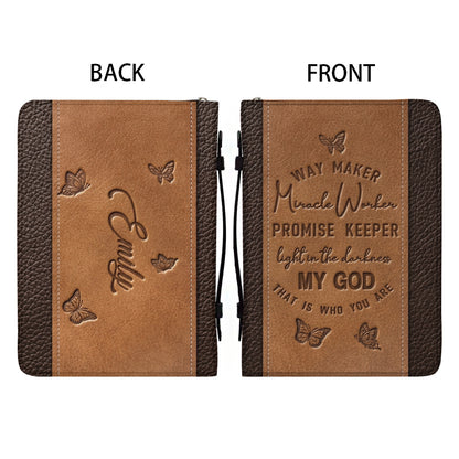 Personalized Leather Bible Cover with Name - Way Maker Butterfly Bible Bag - CHRISTIANARTBAG