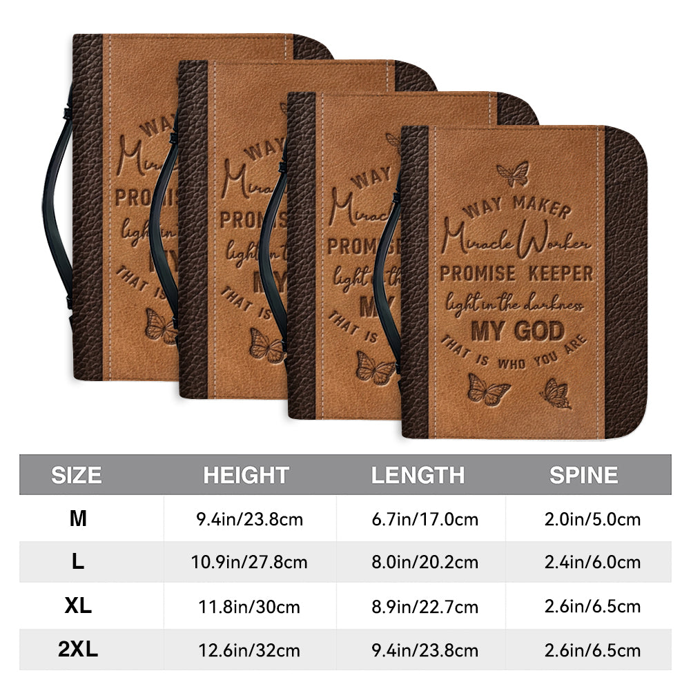 Christianart Bible Cover, Vintage Leather-Look Bible Cover with 'Way Maker' Lyrics Embossed.CABBBCV01020324.