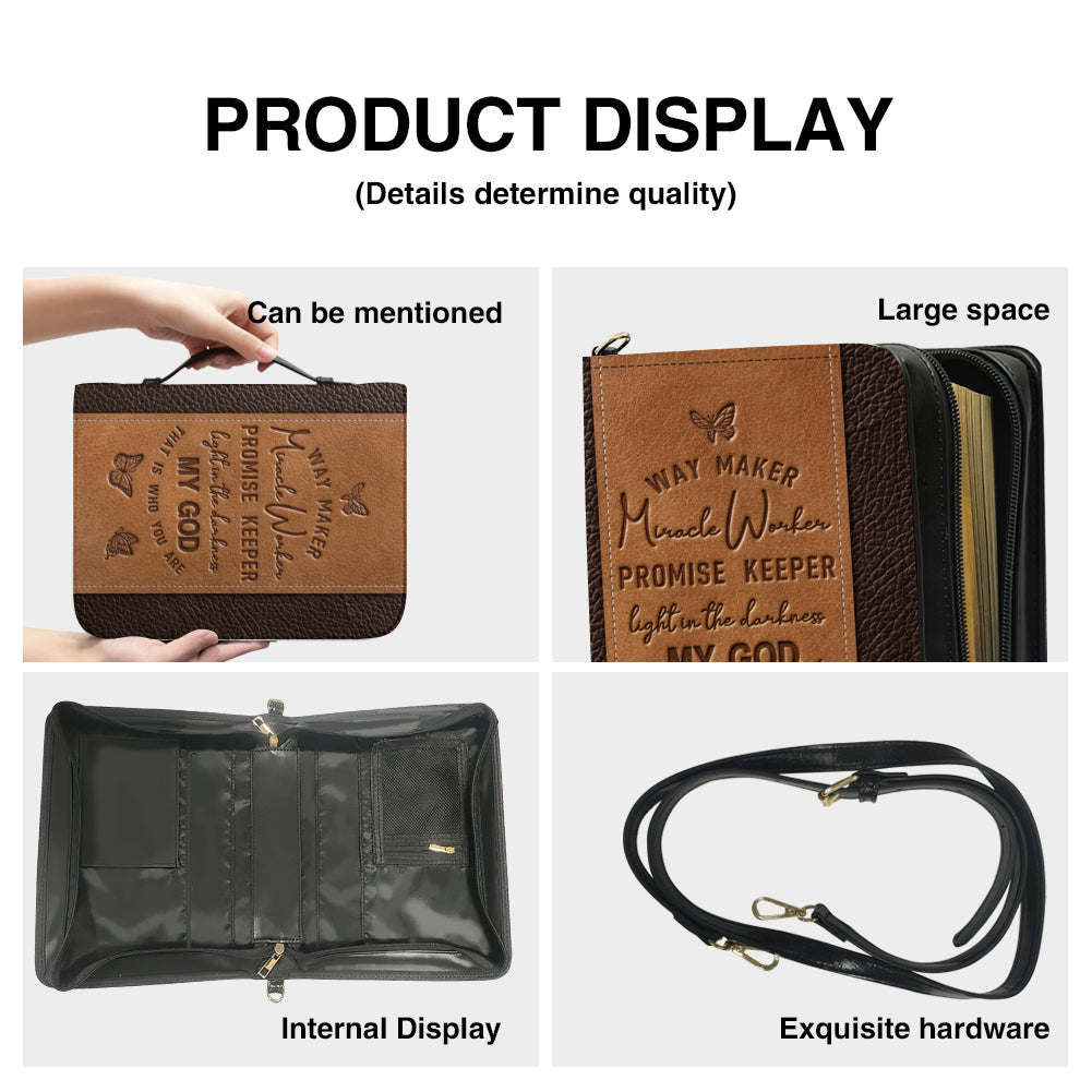Personalized Leather Bible Cover with Name - Way Maker Butterfly Bible Bag - CHRISTIANARTBAG