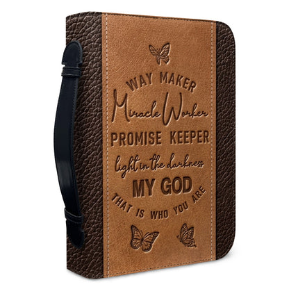 Personalized Leather Bible Cover with Name - Way Maker Butterfly Bible Bag - CHRISTIANARTBAG