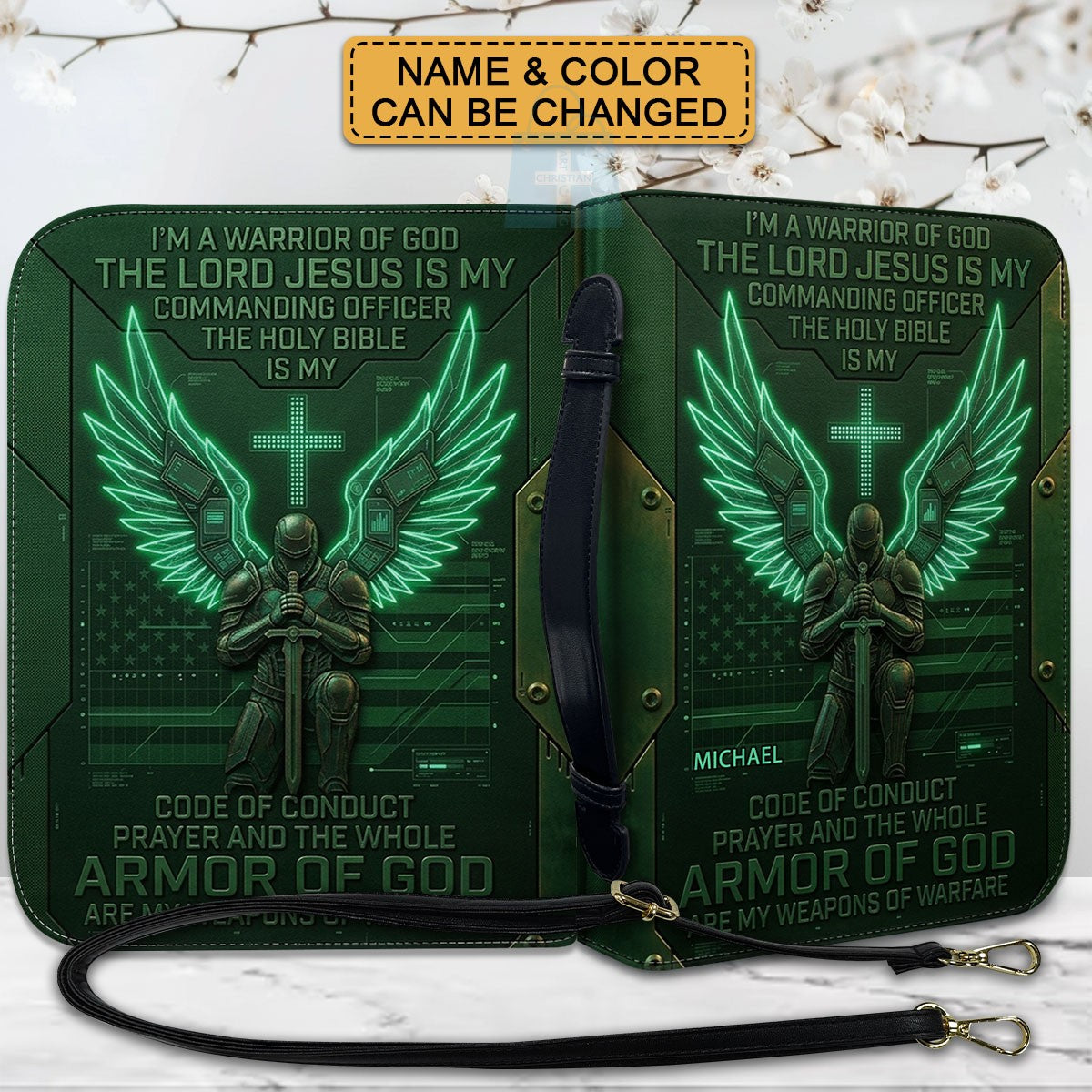 CHRISTIANARTBAG Personalized Bible Cover | Armor of God Tech Warrior Custom Bible Case CAB0162526