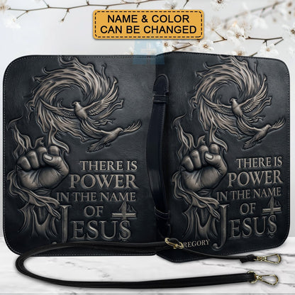 Personalized Bible Cover with Name - There Is Power In The Name Of Jesus Leather Bible Bag - CHRISTIANARTBAG CAb01100826