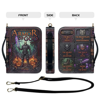 Personalized Armor of God Bible Cover, Custom Name Christian Bible Case, Halloween Pumpkin Gothic Bible Bag, Christian Gift for Him Men | CHRISTIANARTBAG CAB0171326