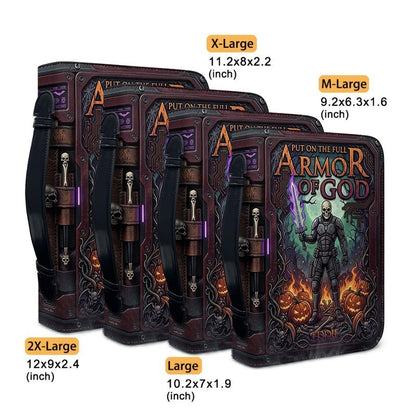 Personalized Armor of God Bible Cover, Custom Name Christian Bible Case, Halloween Pumpkin Gothic Bible Bag, Christian Gift for Him Men | CHRISTIANARTBAG CAB0171326