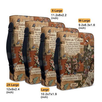Personalized "Sister in Christ" Bible Cover with Strap - CHRISTIANARTBAG Vintage Floral & Butterfly Design CAB01071426