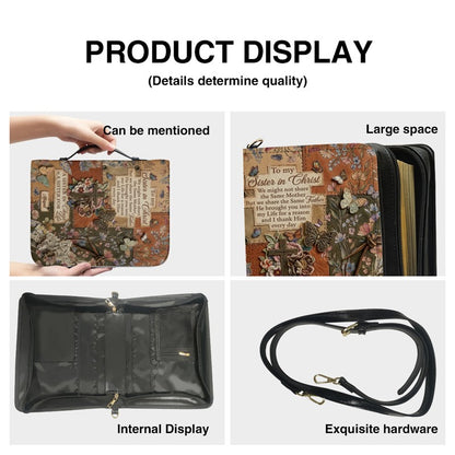 Personalized "Sister in Christ" Bible Cover with Strap - CHRISTIANARTBAG Vintage Floral & Butterfly Design CAB01071426