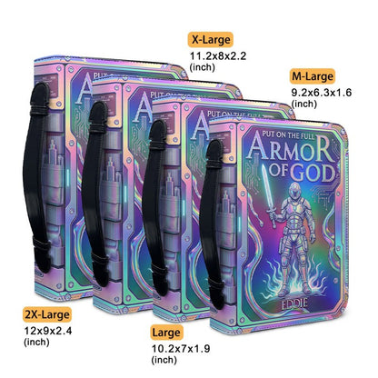 Personalized Armor of God Bible Cover with Name – Custom Holographic Christian Bible Bag with Carrying Handle & Strap | CHRISTIANARTBAG CAB03100626