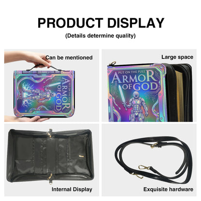 Personalized Armor of God Bible Cover with Name – Custom Holographic Christian Bible Bag with Carrying Handle & Strap | CHRISTIANARTBAG CAB03100626