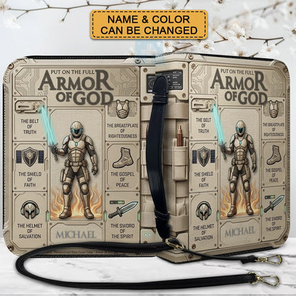 Personalized Armor of God Bible Cover for Men | Custom Leather Bible Case by CHRISTIANARTBAG CAB01062726