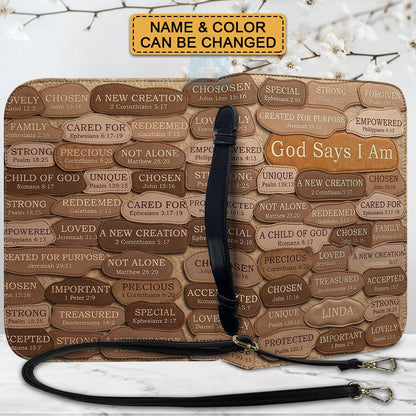 Personalized Bible Cover - God Says I Am Custom Leather Case | CHRISTIANARTBAG 01080426