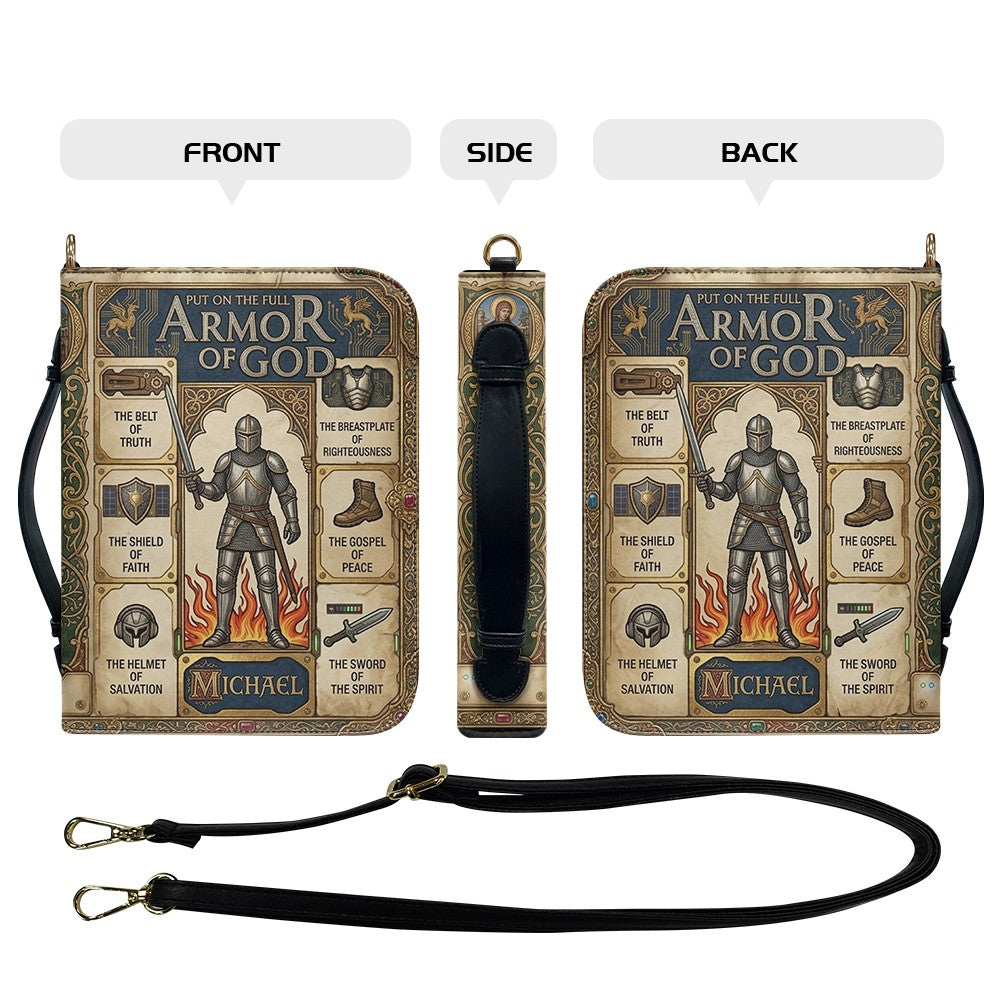 Armor of God Personalized Bible Cover for Men | CHRISTIANARTBAG Custom Leather Bible Case CAB02070226