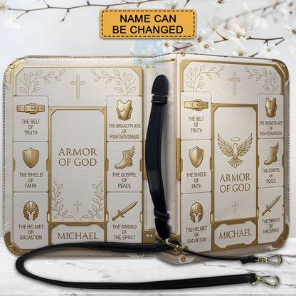 Armor of God Personalized Bible Cover for Men | CHRISTIANARTBAG Custom Leather Bible Case CAB02070226