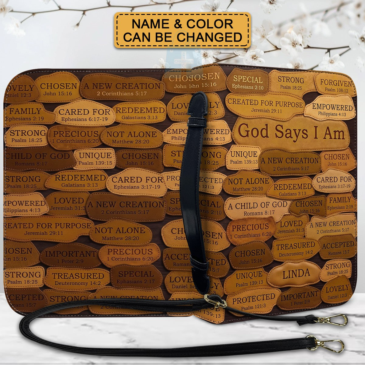 Personalized Bible Cover - God Says I Am Custom Leather Case | CHRISTIANARTBAG 01080426