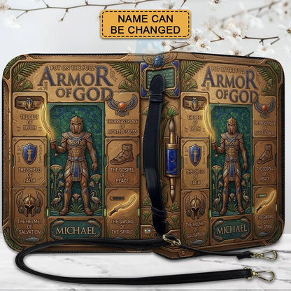 CHRISTIANARTBAG Custom Armor of God Bible Cover | Personalized Men's Egyptian Bible Case with Strap CAB01070226