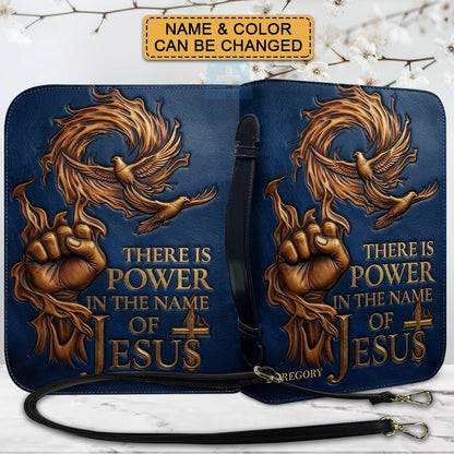 Personalized Bible Cover with Name - There Is Power In The Name Of Jesus Leather Bible Bag - CHRISTIANARTBAG CAb01100826